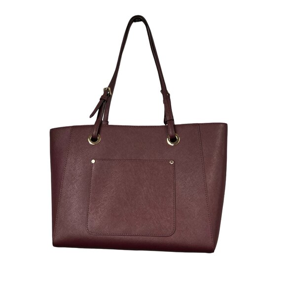 Michael Kors Large Tote Bag with zippered compartment for laptop, wine color. - Picture 12 of 14
